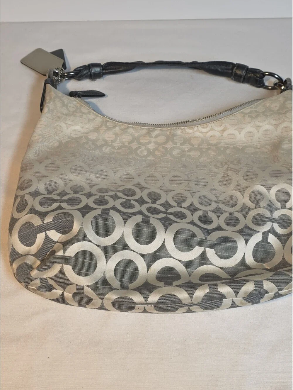 Coach Op Art Ombre Kristen Shoulder Bag Purse 16793 Gray White